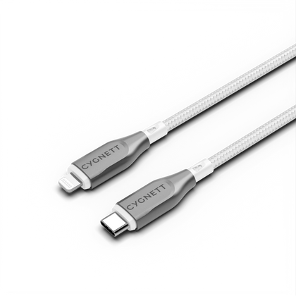 Cygnett Armoured Lightning to USB-C Cable (1M) White&nbsp; MFi-Certified CY4668PCCCL