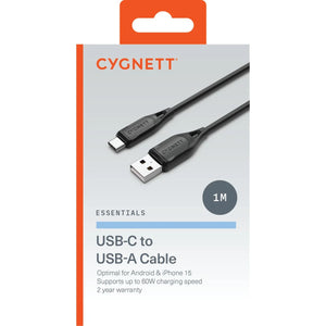 Cygnett Essentials USB-C To USB-A (USB 2.0) Cable - Black 1m - CY4687PCUSA