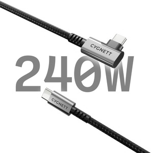 Cygnett Unite Right Angle Braided USB-C 3.1 1m Cable (Black) Model CY5104PCTYC