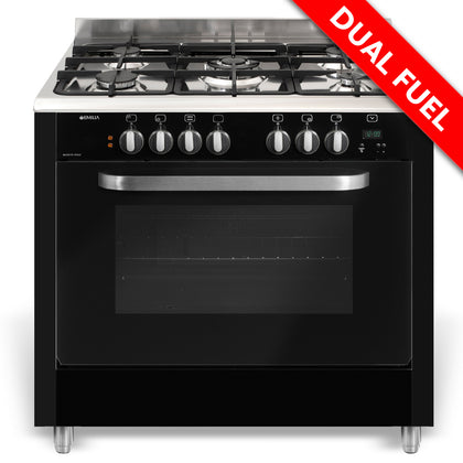 Emilia Romagna Series 4 90cm Gloss Black Dual Fuel Cooker Model DI965EN4