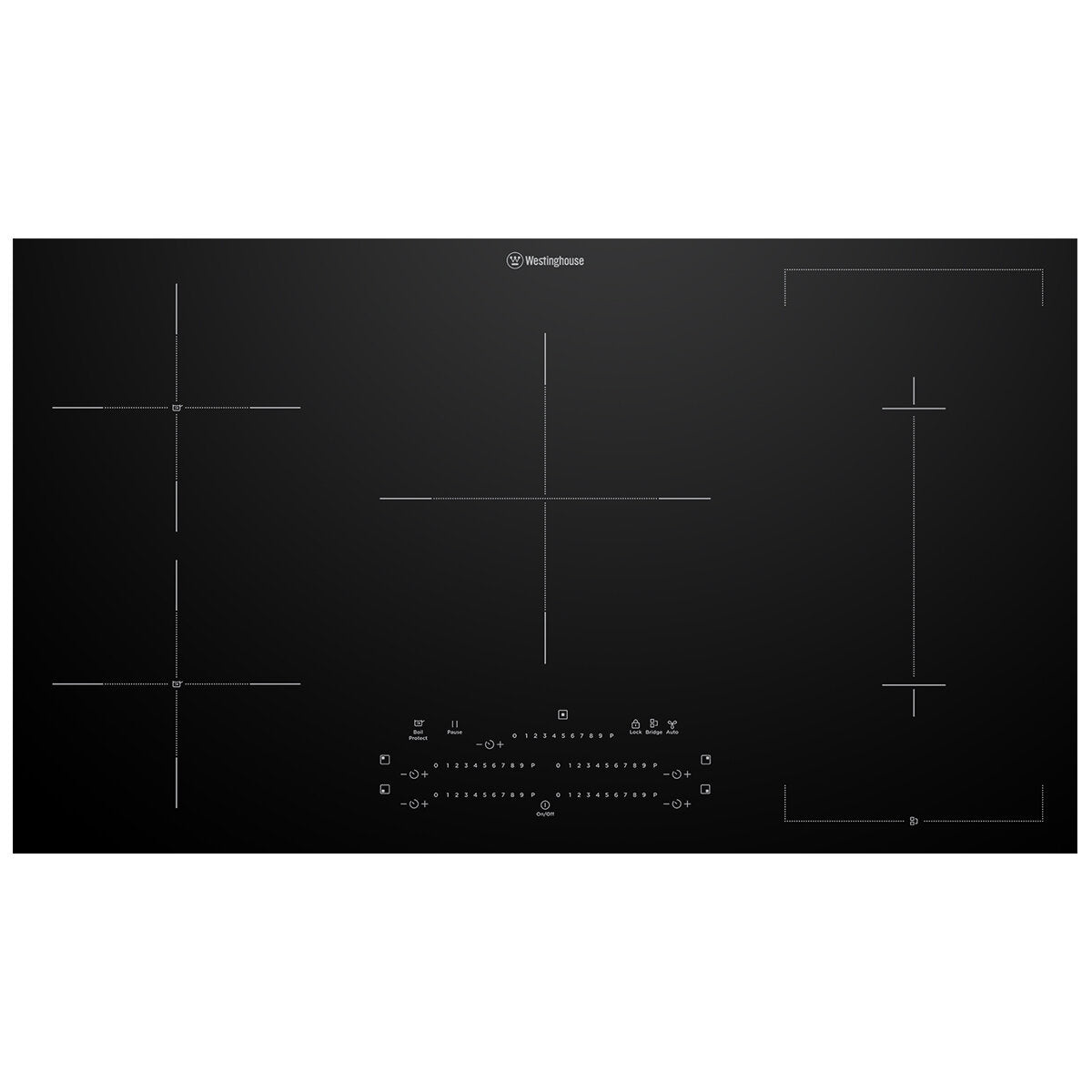 Westinghouse 90cm Five Zone Induction with Hob2Hood Cooktop Model WHI955BD