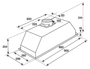 Baumatic 90CM Undermount Rangehood Stainless Steel Model GUH90