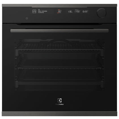 Electrolux 60cm Dark Multifunction Steam Pyrolytic Oven Model EVEP618DSD