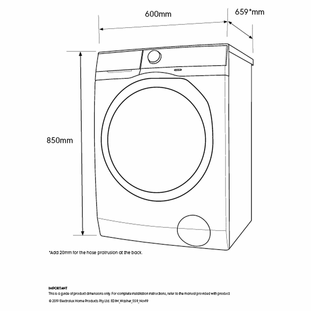 Electrolux 9kg Front Load Washing Machine Model EWF9024CDWA