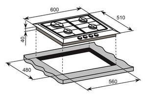 Inalto 60cm Gas Cooktop Model ICGW60S