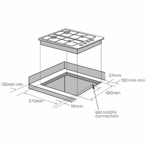 Westinghouse 60cm 4 Burner Stainless Steel Gas Cooktop Model WHG643SB